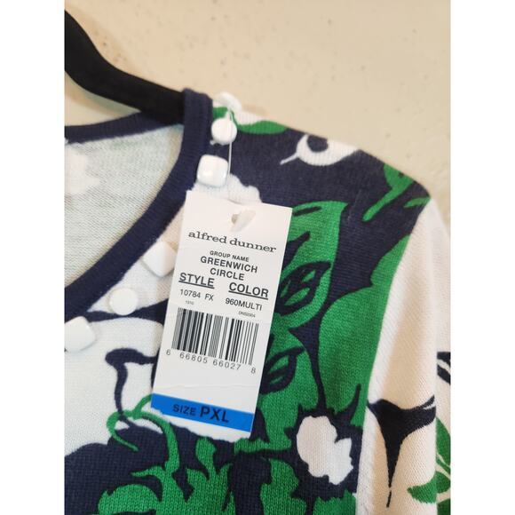 Alfred Dunner Women's Green Floral 3/4 Sleeve Embellished Sweater Size PXL - Picture 4 of 6